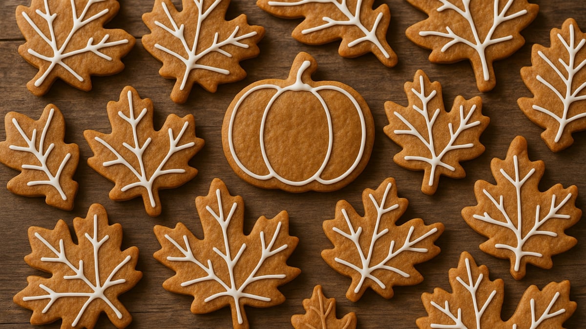 Autumn Leaf and Pumpkin Iced Cookies