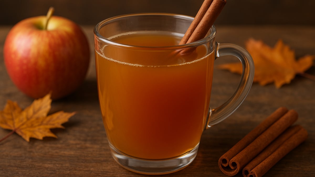 Hot Apple Cider with Cinnamon Sticks