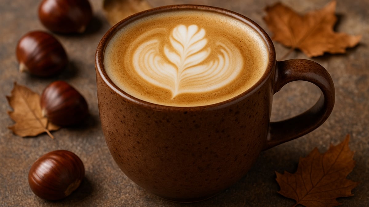 Latte with Leaf Art and Autumn Accents