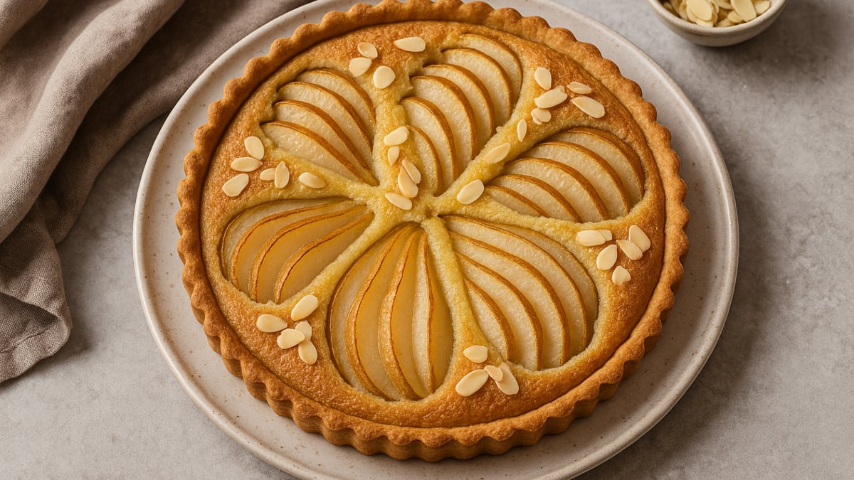 Pear Almond Tart with Sliced Fruit Topping