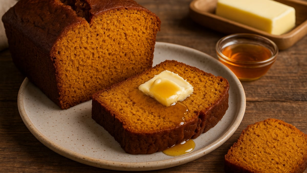 Pumpkin Bread with Butter and Honey