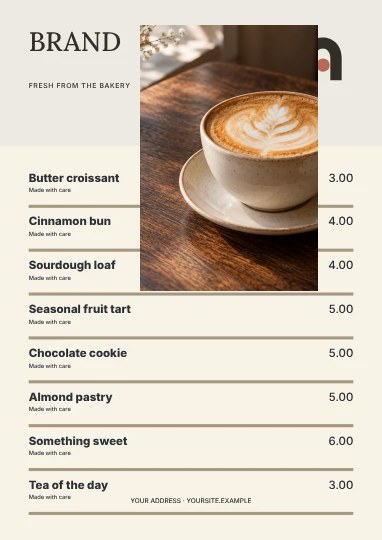 Fresh from the bakery · Studio menu template