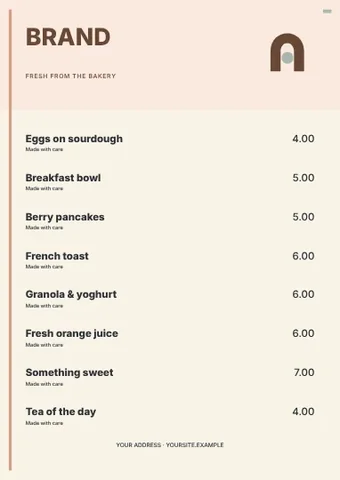 Fresh from the bakery · Medallion menu template