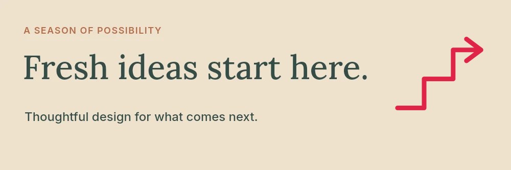 East step arrow · open head in Season of fresh ideas · Creative banner