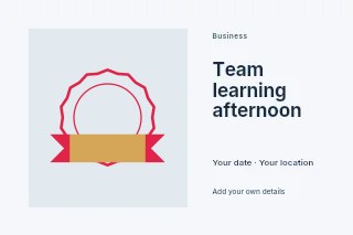 14-point shallow badge · with a folded ribbon in Team learning afternoon · Horizontal photo dialogue