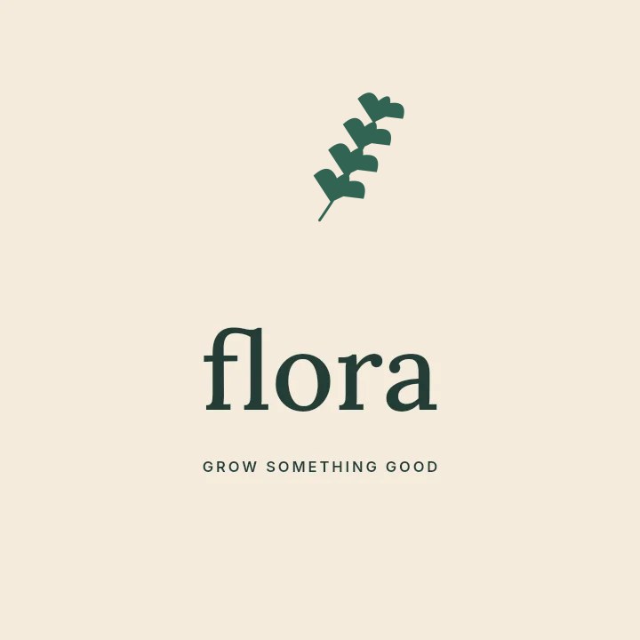 Ginkgo foliage · arching arrangement with 4 leaf pairs in Flora · Botanical logo