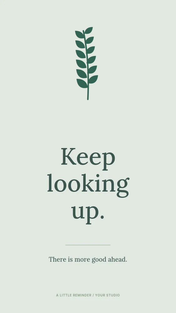 Laurel foliage · upright arrangement with 6 leaf pairs in Keep looking up · Quote story