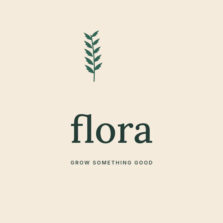 Palm foliage · corner arrangement with 5 leaf pairs in Flora · Botanical logo