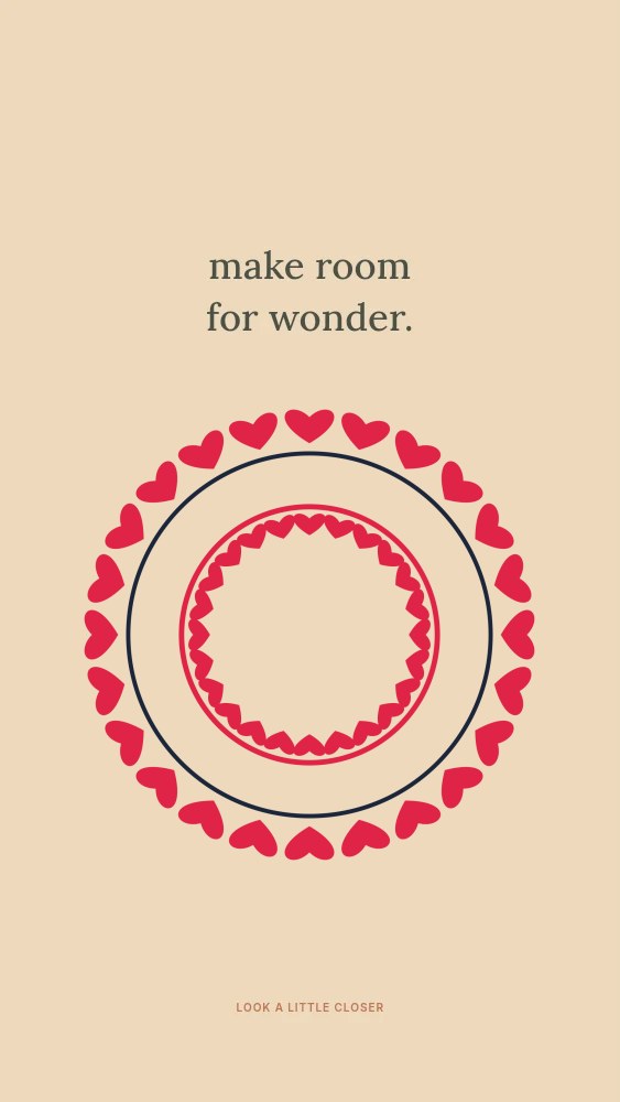 Heart radial emblem · 24 motifs and double orbit in Make room for wonder · Abstract wallpaper