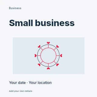 Heart radial emblem · 8 motifs and spokes in Small business, big heart · Modern programme
