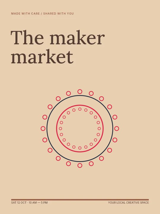 Ring radial emblem · 20 motifs and double orbit in The maker market · Illustrated poster