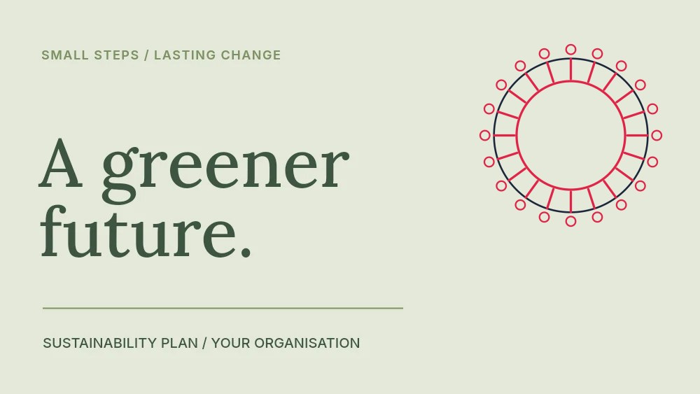 Ring radial emblem · 20 motifs and spokes in A greener future · Sustainability presentation cover