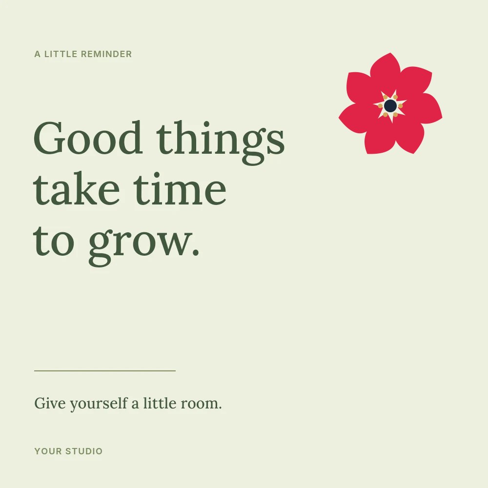 Teardrop flower · 7 petals and stamen centre in Room to grow · Botanical quote post