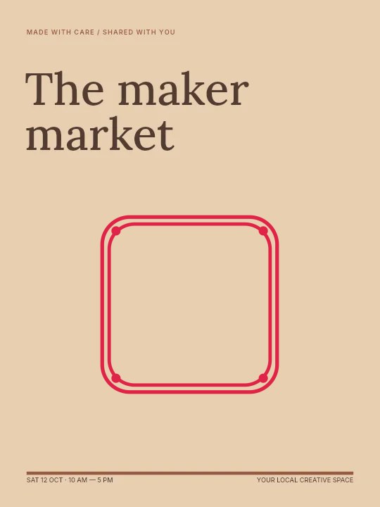 Rounded frame · dot ornaments and double border in The maker market · Illustrated poster
