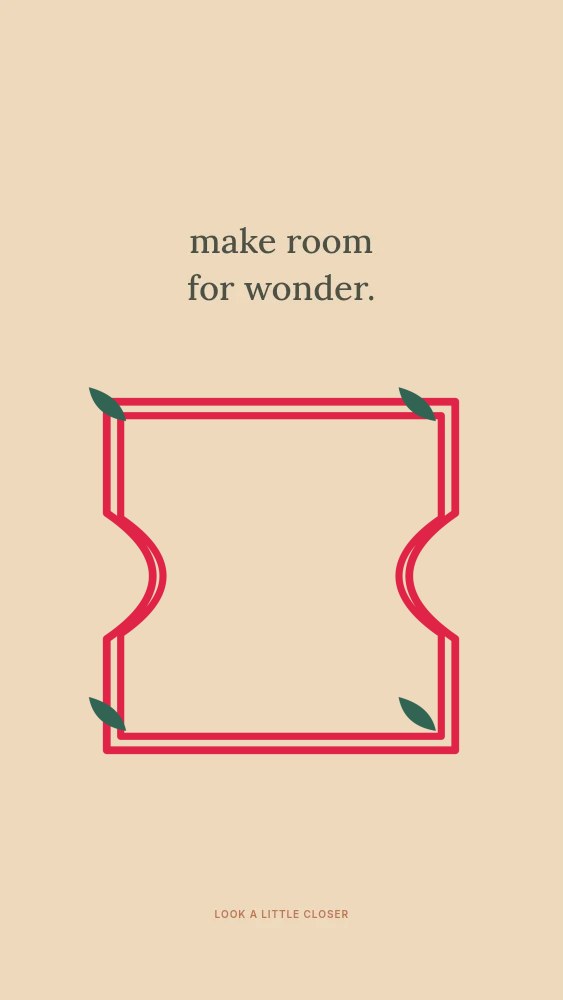 Ticket frame · leaf ornaments and double border in Make room for wonder · Abstract wallpaper