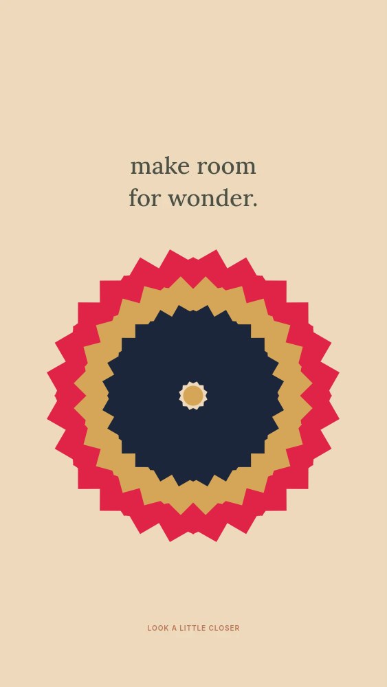 Ruffled rosette · 12-fold symmetry and 3 layers in Make room for wonder · Abstract wallpaper