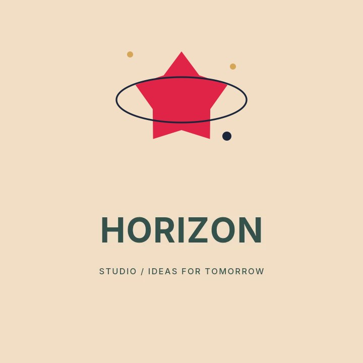 5-point balanced sparkle · orbit composition in Horizon studio · Illustrated logo