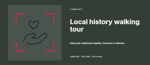 Community helping hands · Sketch-Frame in Local history walking tour event ticket template
