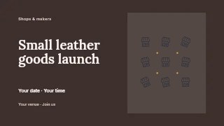 Small shop storefront · Scattered Pattern in Small leather goods launch youtube thumbnail · Horizontal photo dialogue