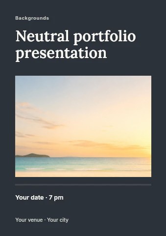 sunset beach with palm shadow in Neutral portfolio presentation flyer template