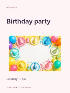 Colorful birthday party table setting in The Birthday Table · Modern programme