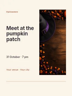 Halloween witches hat with pumpkins and candy in Pumpkin patch visit photo layout · Split portrait