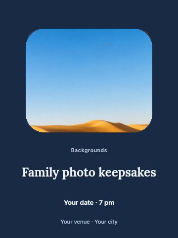 Sunlit desert sand dunes under clear blue sky in Family photo keepsakes poster template