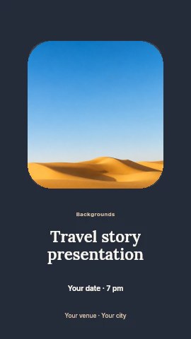 Sunlit desert sand dunes under clear blue sky in Travel story presentation instagram story template