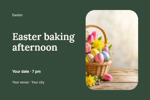 Easter baking afternoon postcard template