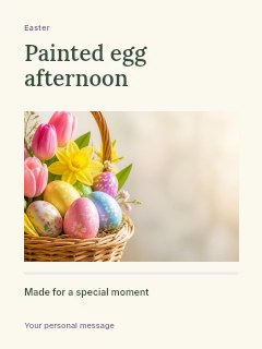 Painted egg afternoon poster template · Title & photograph