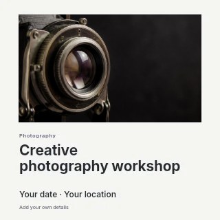 Vintage camera lens close-up in Creative photography workshop · Gallery editorial