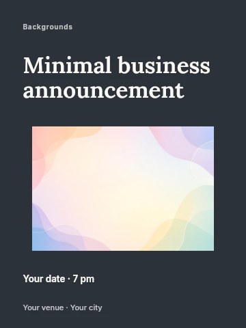 soft pastel abstract background with flowing shapes in Minimal business announcement invitation template