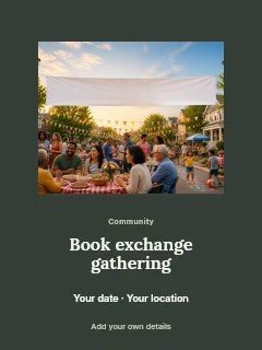 Book exchange gathering invitation template · Picture window