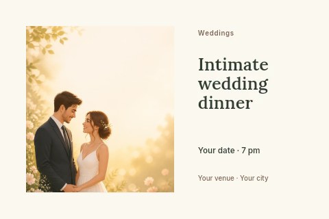 Intimate wedding dinner postcard template