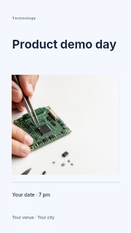 Hand assembling electronic circuit board in Product demo day instagram story template