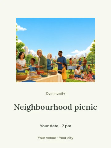 Neighbourhood picnic poster template