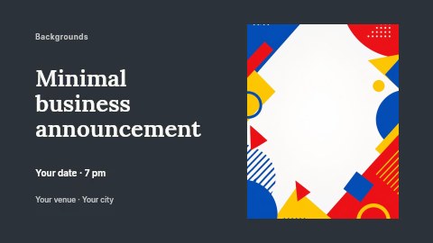 Abstract geometric shapes border in primary colors in Minimal business announcement banner template