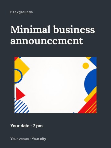 Abstract geometric shapes border in primary colors in Minimal business announcement invitation template
