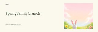 White bunny in spring flower meadow in Spring family brunch · Horizontal photo dialogue