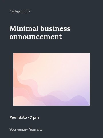 Soft pastel gradient abstract background in Minimal business announcement poster template