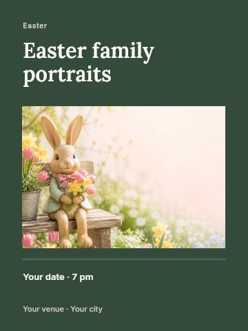 Easter family portraits poster template