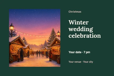 Winter wedding celebration postcard template