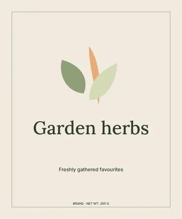 Garden herbs · Editorial label template