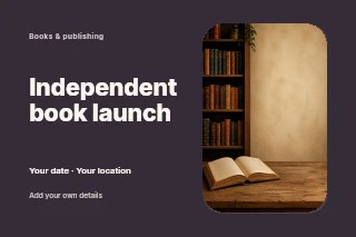 Independent book launch postcard template · Horizontal photo dialogue