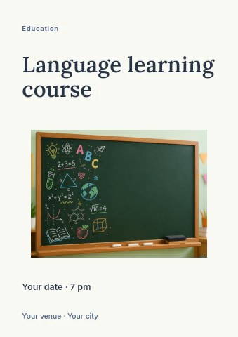 Language learning course flyer template