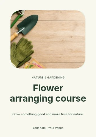 Flower arranging course flyer template