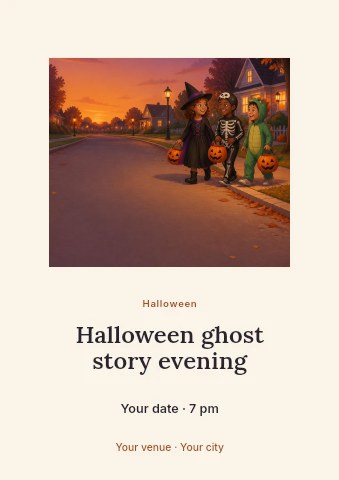 Halloween ghost story evening flyer template