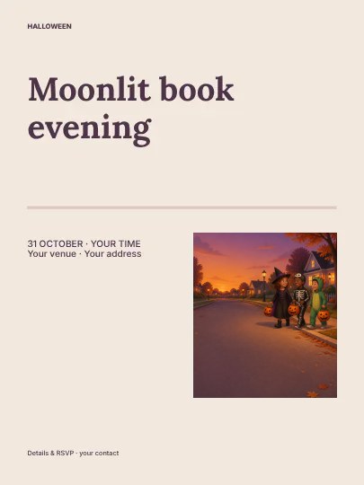 Moonlit book evening · Columns poster template