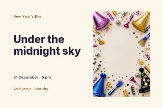 New Year’s Eve rooftop party photo layout postcard template