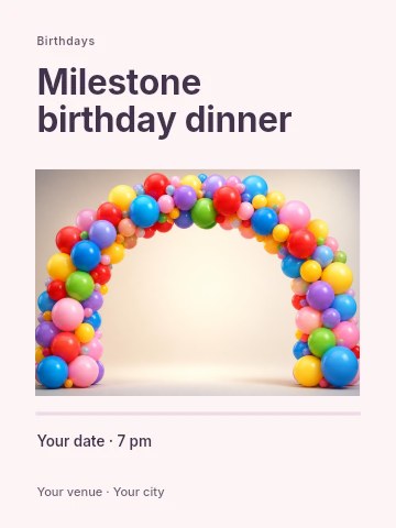 Milestone birthday dinner invitation template